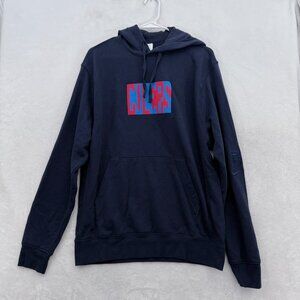 Nike FC Barcelona Hoodie Mens M Blue Footbal Pullover Embroidered Logo